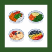 新鲜健康水果沙拉合集矢量素材