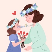 母亲节母女平面插图矢量素材