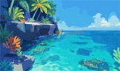 夏日海岛度假旅游宣传矢量背景