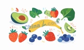 自然健康果昔配料插画矢量素材