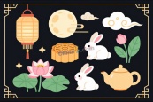 可爱中秋节元素合集矢量素材