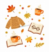 秋日温馨秋季元素矢量素材插画