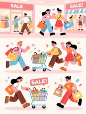 购物狂欢人物插图合集矢量素材
