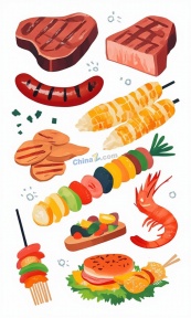 烧烤美食派对合集矢量素材