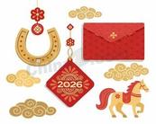2026马年元宵节装饰矢量素材