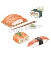 水彩日式寿司矢量素材