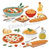 美味意式披萨意面合集矢量素材