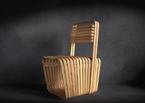 创意竹编餐桌椅3D模型