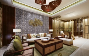 中式豪华客厅3D装饰模型