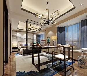 中式3D豪华卧室模型设计