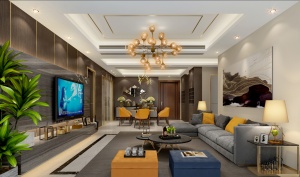 新中式客厅家装3D模型