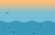 HTML5海面上鸟飞行动画特效
