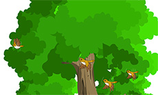 几只麻雀树上飞过flash动画
