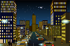 高楼城市夜景flash动画
