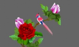 牡丹花上的鹦鹉flash动画