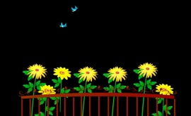 栅栏里摇摆的向日葵flash动画