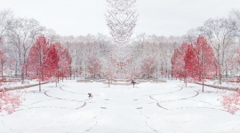 梦幻冬天雪景红叶树下雪flash动画