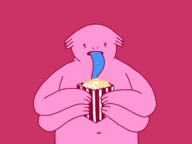 粉色恶魔长舌头吃爆米花flash动画
