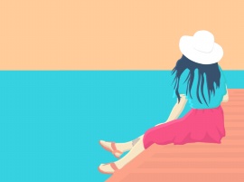 夏日女孩海边度假休闲时光flash动画