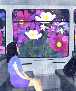 紫色梦境列车窗外花海之旅flash动画