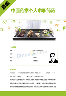 中医药学工作简历模板