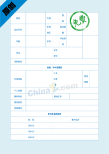 实习护士个人简历模板表格下载