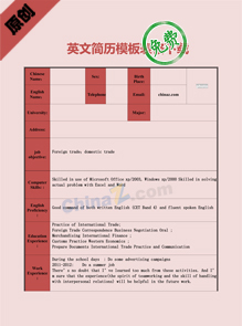 英文简历表格模板图片