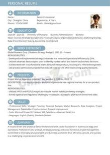 职场英文通用个人简历模板