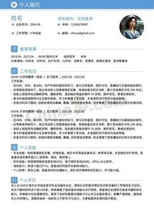 住院医生专用个人简历模板