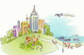 花园城市建筑矢量图