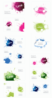 精美彩色墨迹卡片矢量图