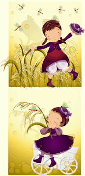 2款韩国可爱女孩矢量图