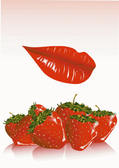 红唇与草莓矢量素材