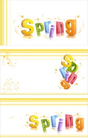 spring花纹立体字矢量图下载