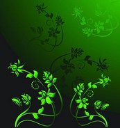 绿色花藤花纹矢量图下载