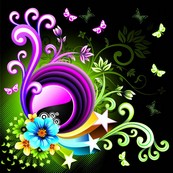 绿色花藤花纹矢量图下载