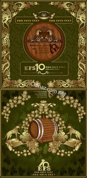 金色花纹装饰标签矢量图