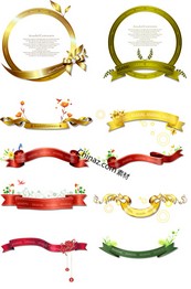 花纹装饰飘带矢量图