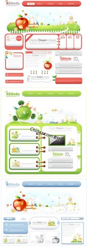 可爱网页设计模板矢量图