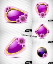 紫色鲜花演讲装饰框矢量图