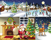 欢乐圣诞节情景矢量素材