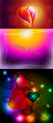 爱心花纹主题矢量图