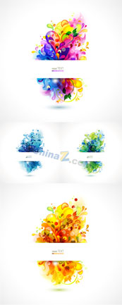 炫彩四季花纹矢量素材