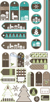 圣诞节主题吊牌矢量