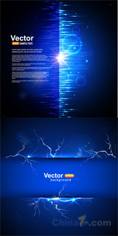 蓝色闪光矢量文本背景素材