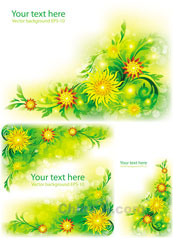 炫丽花卉矢量背景图