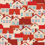 红色房屋矢量背景图设计