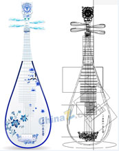 青花瓷琵琶矢量素材下载