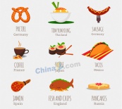 世界食物图标矢量设计