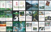 夏季旅游画册矢量模板